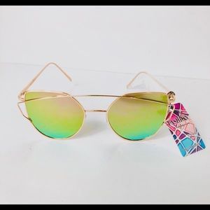 Cat Eye Mirrored Fashion Sunglasses Rose Gold